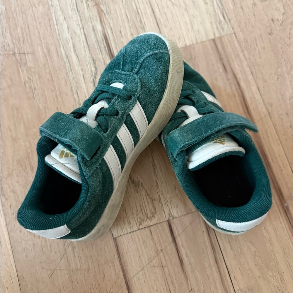 Adidas Kids Green and White Sneakers